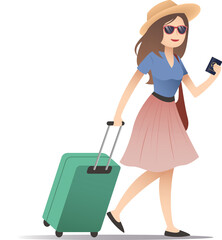 Woman with suitcase icon