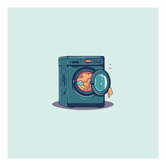 clothes washing machine with logo bubble vector