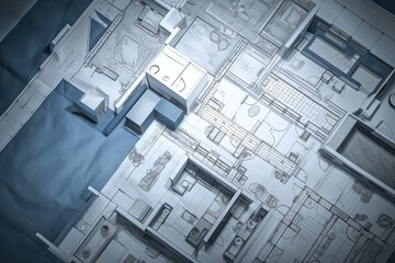 Architecture floor plan top view in the office Generative Ai