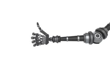 Tuinposter Digital image of robotic hand showing thumbs up © vectorfusionart
