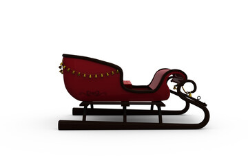 Red sledge with golden bells