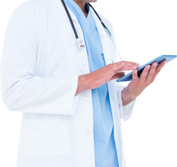 Male doctor using tablet 