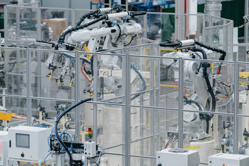 robot arm wotking in factory