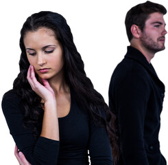 Half length of sad couple