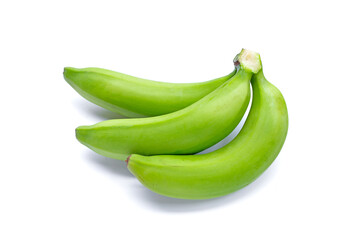 Green banana on white background