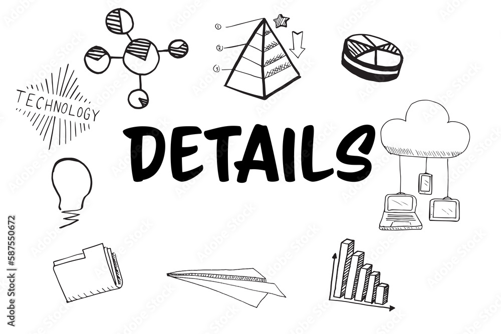 Poster details text surrounded by various icons