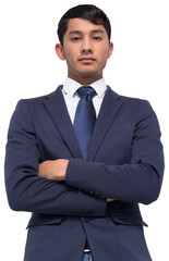 Unsmiling asian businessman with arms crossed