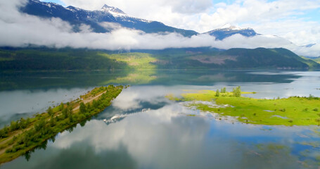 Idyllic view of lake and mountains