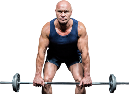 Portrait of muscular man exercising with crossfit