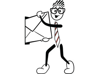 Male cartoon putting envelope in mailbox