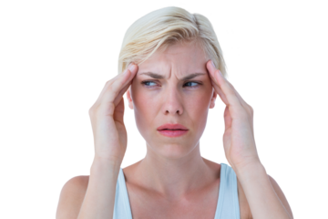 Beautiful woman suffering headache