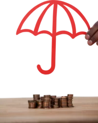 Zelfklevend Fotobehang hand holding a red umbrella © vectorfusionart