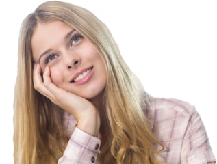 Thoughtful female college student smiling