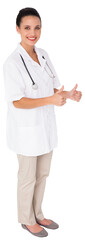 Pretty nurse giving thumbs up