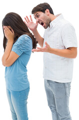 Angry man shouting at girlfriend