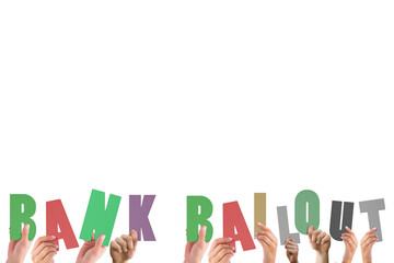 Hands holding up bank bailout