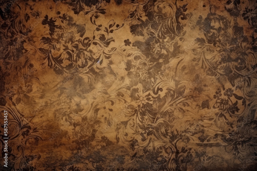 Canvas Prints floral pattern on a dark background. Generative AI