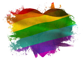 Heart shaped rainbow flag