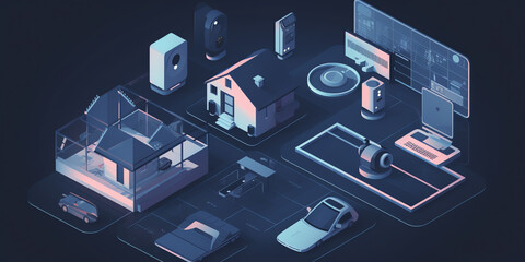 Fototapeta premium Home Security: Protect your home with smart security features. Monitor your home from anywhere and receive alerts for unusual activity. Generative AI.