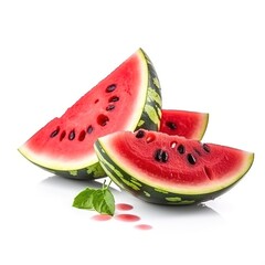 Slices of watermelon  delicious food isolated white background illustration with Generative AI