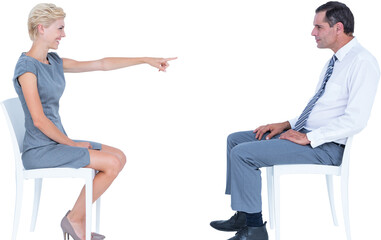 Obraz premium businesswoman pointing at businessman