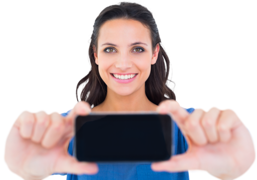 Pretty brunette taking a selfie