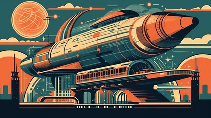 Plakat Vintage Vector-style Sci-Fi Illustration