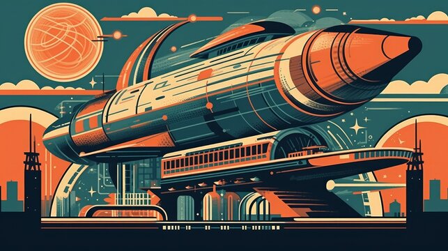 Vintage Vector-style Sci-Fi Illustration