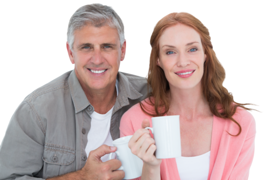 Casual couple having coffee together