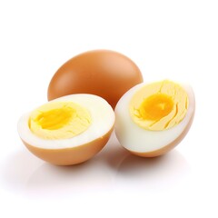 Slices of delicious boiled eggs food isolated white background illustration with Generative AI