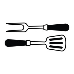 Barbecue fork, grill tools icon vector on trendy design
