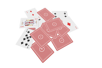 High angle 3D image of playing cards
