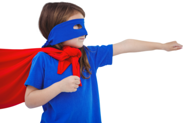 Masked girl pretending to be superhero