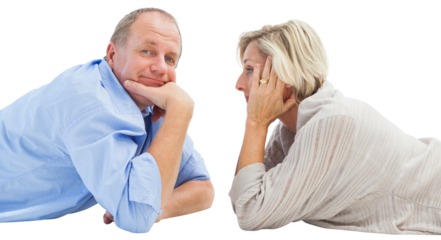 Mature couple lying and smiling