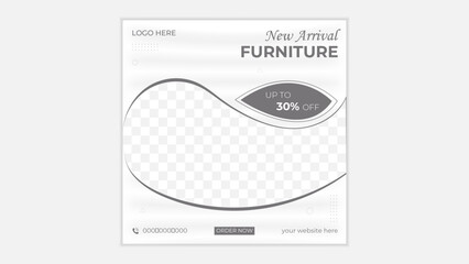 Furniture social media post and instagram post design vector template, square size, elegant and modern design, easy to use and edit.