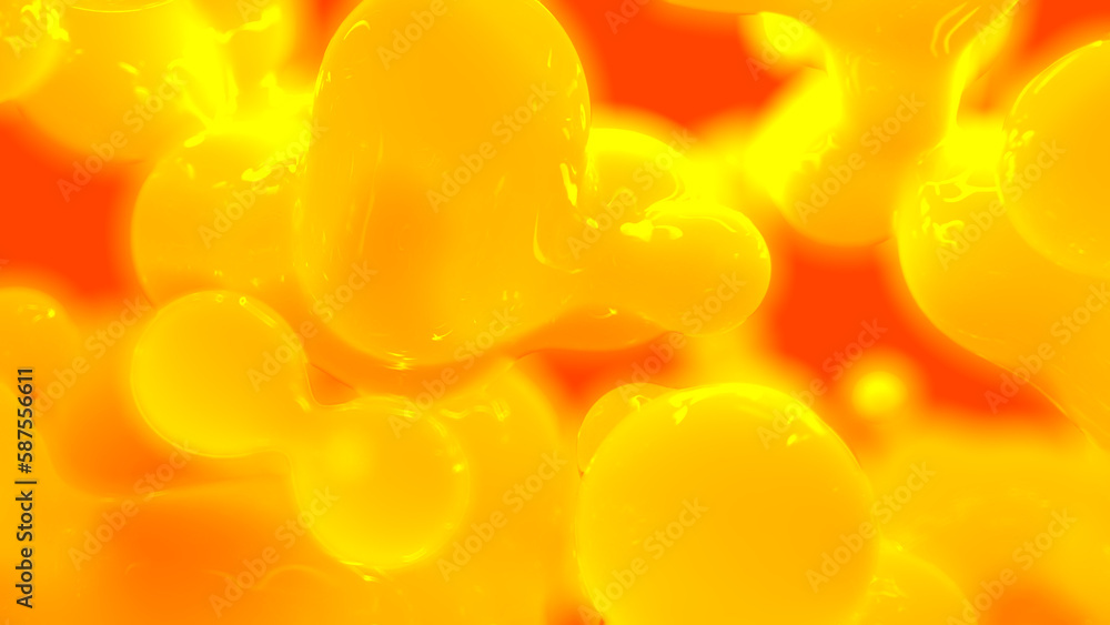 Poster orange honey color reflecting dense mild meta objects bg - abstract 3d rendering