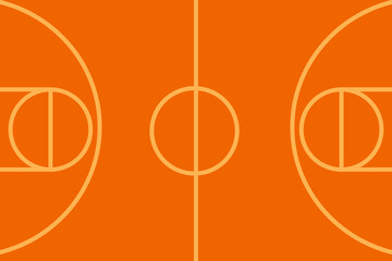 sport illustration of a basketball court orange background, no people abstract background graphic website card poster calendar printing