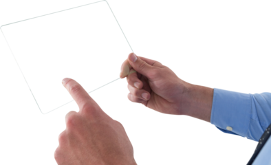 Cropped hand of businessman using glass interface