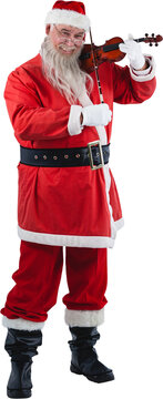 Smiling Santa Claus playing violin