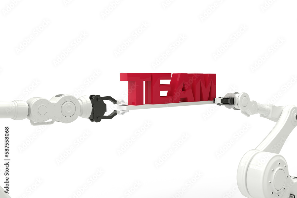 Aufkleber graphic image of robots holding team text