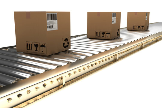 Cardboard boxes on conveyor belt