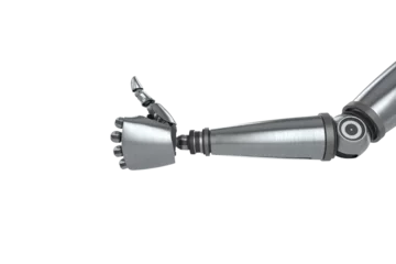 Foto op Aluminium Chrome robotic hand with hand gesture © vectorfusionart