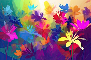 Fototapeta na wymiar background image with abstract flowers that bright colors for a more energetic vibe Generative AI