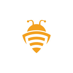 Bee and shield logo design template
