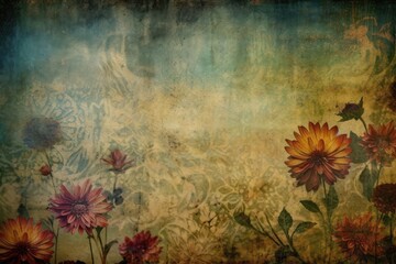 Obraz na płótnie Canvas flowers on a textured grunge background. Generative AI