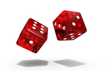Computer generated 3D image of red dice - obrazy, fototapety, plakaty