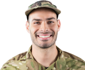 Close up of happy military man