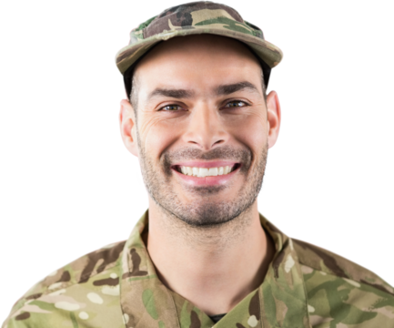 Close up of happy military man