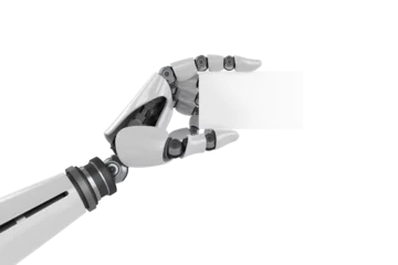 Gordijnen Digitally generated image of robot hand holding placard © vectorfusionart