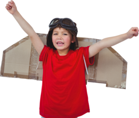 Boy pretending to be a pilot